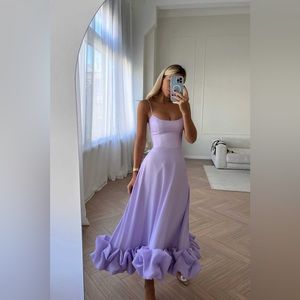 Flounce Bustier Midi Dress - Post Meridiem